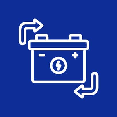 Auto battery icon with electrical symbols, representing battery and electrical system repair services at Route 40 Auto.